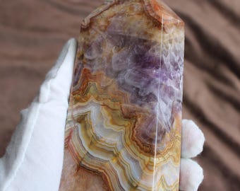 Crazy Lace Amethyst Tower: 2 lb Gemstone for Home Decor
