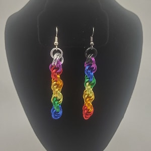 Chainmail Earrings Rainbow Rope Chain for Gay Pride and LGBTQ Support