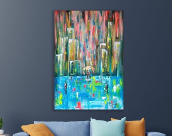 Among the streets - modern large painting, hand painted painting, abstract painting