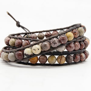 Jasper Wrap Bracelet, Wrap Bracelet, Leather Wrap Bracelet