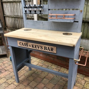 Rustic Hand Made Indoor Outdoor Garden Cocktail Bar Dusky Grey