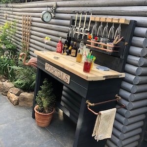 Rustic Hand Made Indoor Outdoor Garden Cocktail Bar image 2