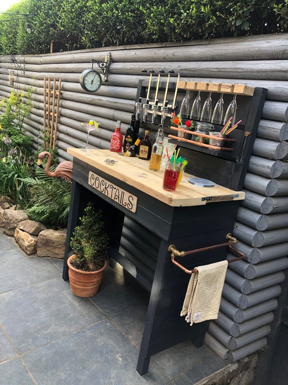 Bar à cocktails de jardin intérieur extérieur rustique fait à la main -   Canada