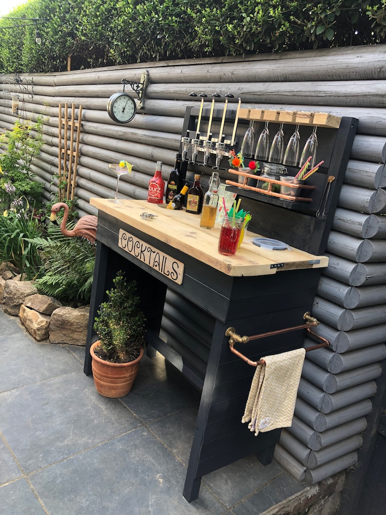 Rustic Hand Made Indoor Outdoor Garden Cocktail Bar image 2