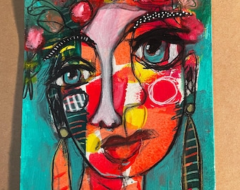 6x9 Mixed Media Abstract Portrait