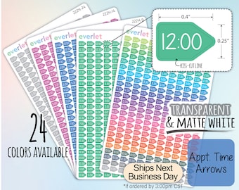 Appointment Time Arrows Planner Stickers, Highlighting Transparent and Matte White Vinyl, 222