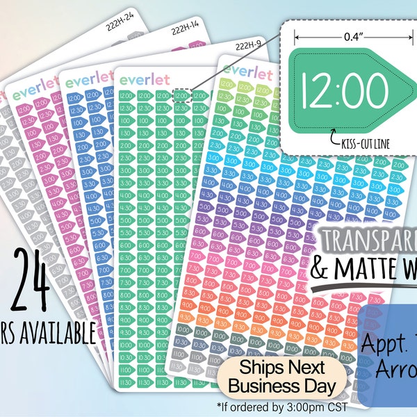 Appointment Time Arrows Planner Stickers, Highlighting Transparent and Matte White Vinyl, 222