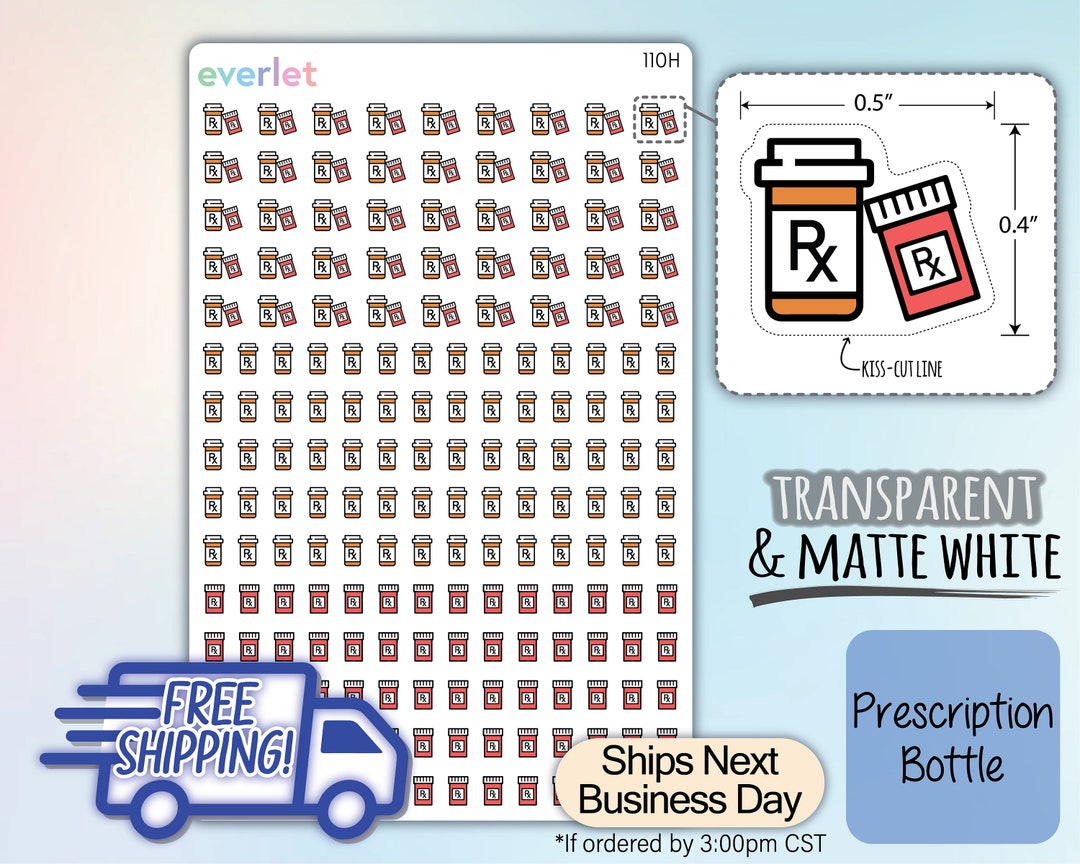 Prescription Bottle Planner Stickers, Highlighting Transparent and ...