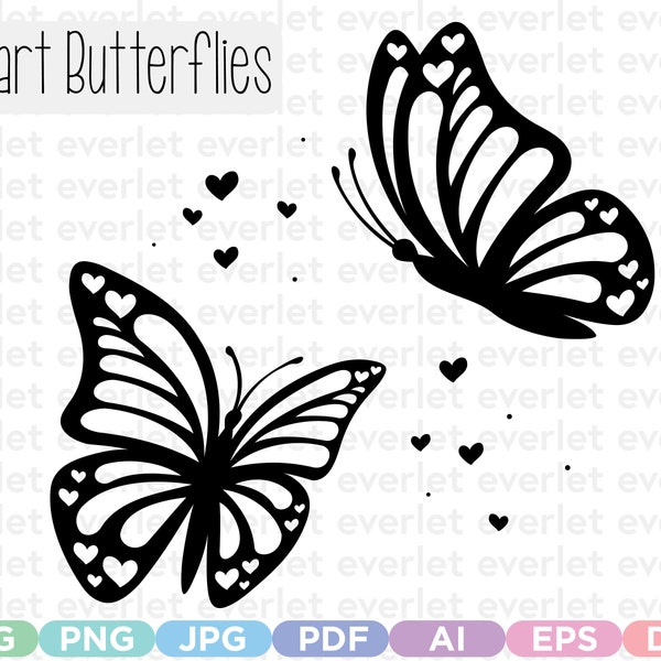 Heart Butterflies SVG Bundle, Cricut SVG Bundle, Butterfly svg, Cricut Cut File, Digital Download File