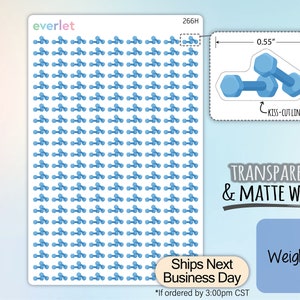 Weights Planner Stickers, Highlighting Transparent and Matte White Vinyl, 266