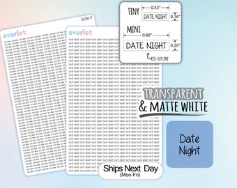 Tiny & Mini Date Night Planner Stickers, Highlighting Transparent and Matte White Vinyl, 323