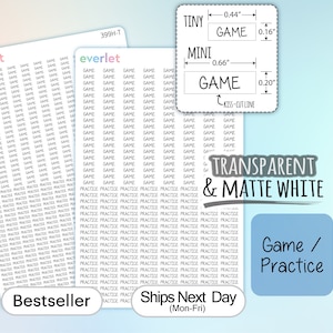 Tiny & Mini Practice and Game Planner Stickers, Highlighting Transparent and Matte White Vinyl, 399