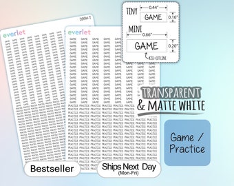 Tiny & Mini Practice and Game Planner Stickers, Highlighting Transparent and Matte White Vinyl, 399