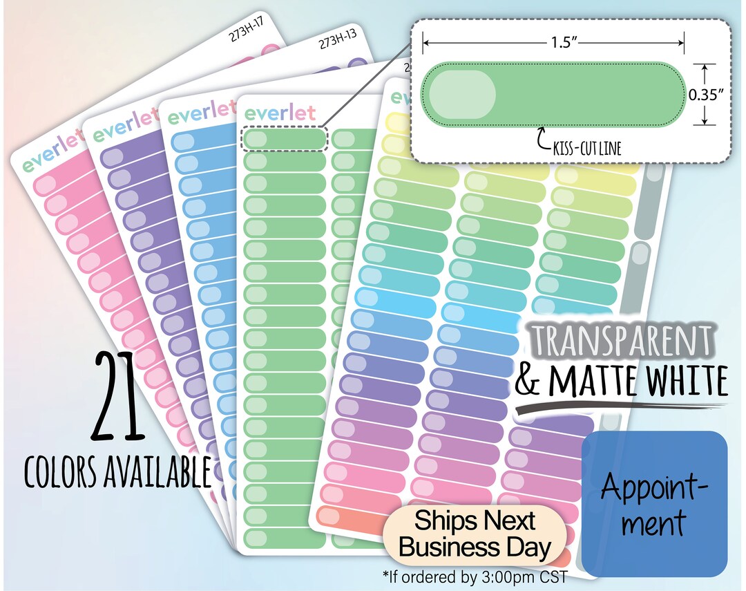 Appointment Box Planner Stickers, Highlighting Transparent and Matte ...
