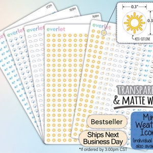 Mini Weather Planner Stickers, Highlighting Transparent and Matte White Vinyl, 165-174