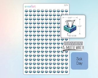 Sick Day Planner Stickers, Highlighting Transparent and Matte White Vinyl 527