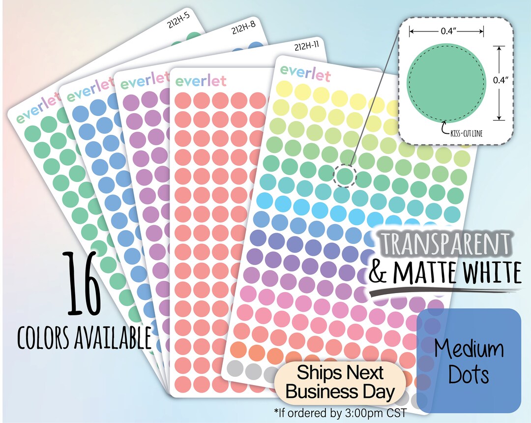 Highlight Dots Sticker Medium Dots Planner Stickers, Highlighting Transparent and Matte White ...