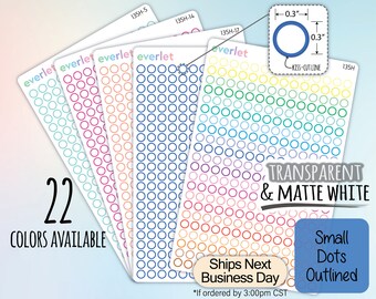Small Dots Outlined Planner Stickers, Highlighting Transparent and Matte White Vinyl, 135