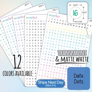 Date Dots Planner Stickers, Highlighting Transparent and Matte White Vinyl, 191-0