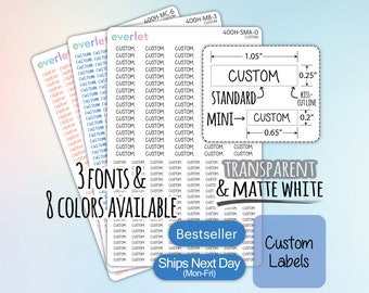 Custom Stickers,Planner Stickers,Custom Labels, Transparent and Matte White Vinyl 400