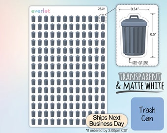 Trash Can Planner Stickers, Highlighting Transparent and Matte White Vinyl, 264