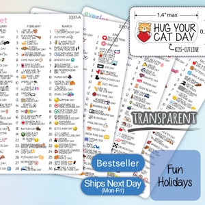 Fun Holidays Planner Stickers, Highlighting Transparent 333T