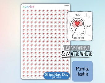 Mini Mental Health Day Planner Stickers, Highlighting Transparent and Matte White Vinyl, 405
