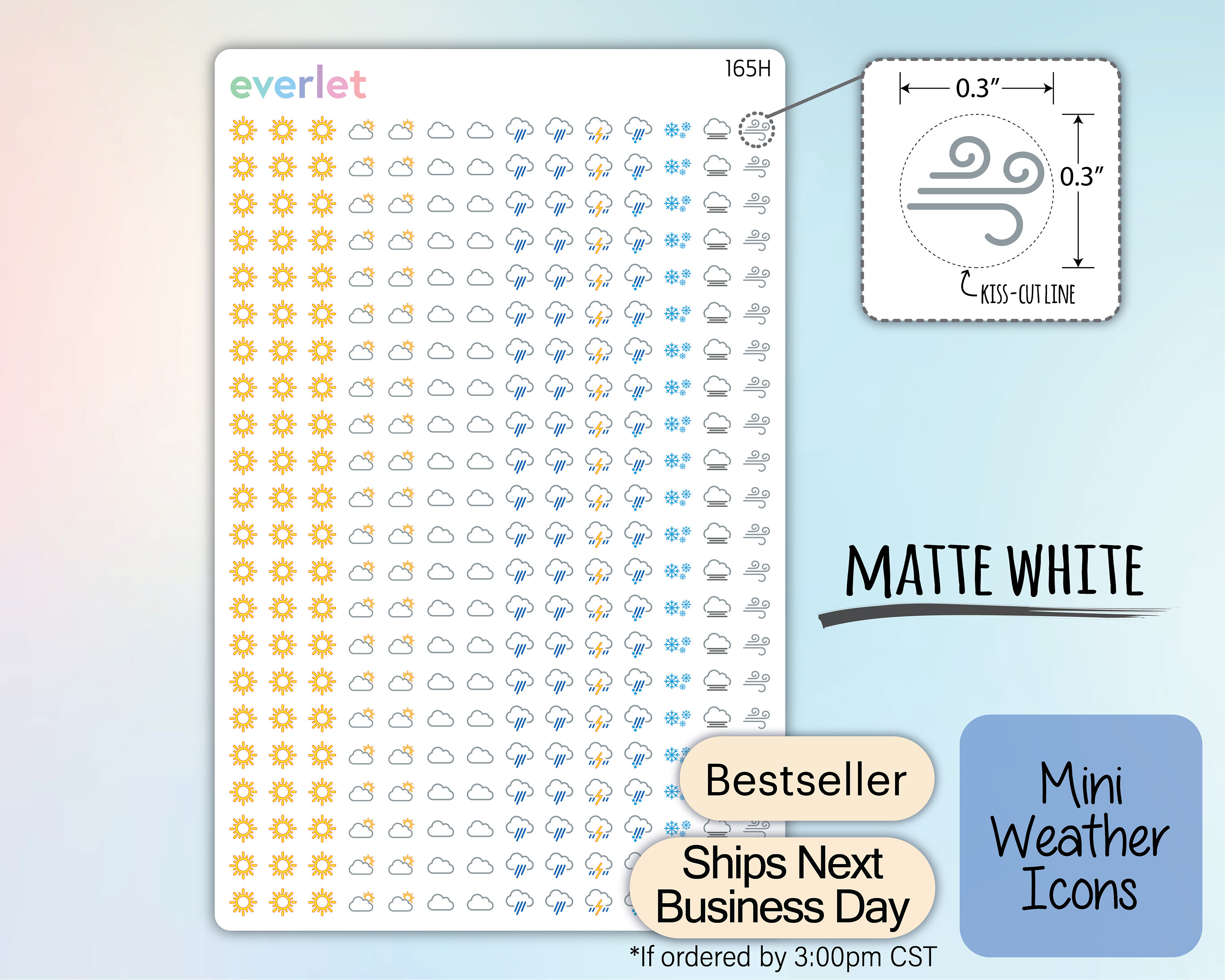 Happy Weather Planner Stickers – Cute Planner Sticker for Planner, Journal,  Diary – Kawaii Planner Stickers – Planner Sticker Sheet - 085