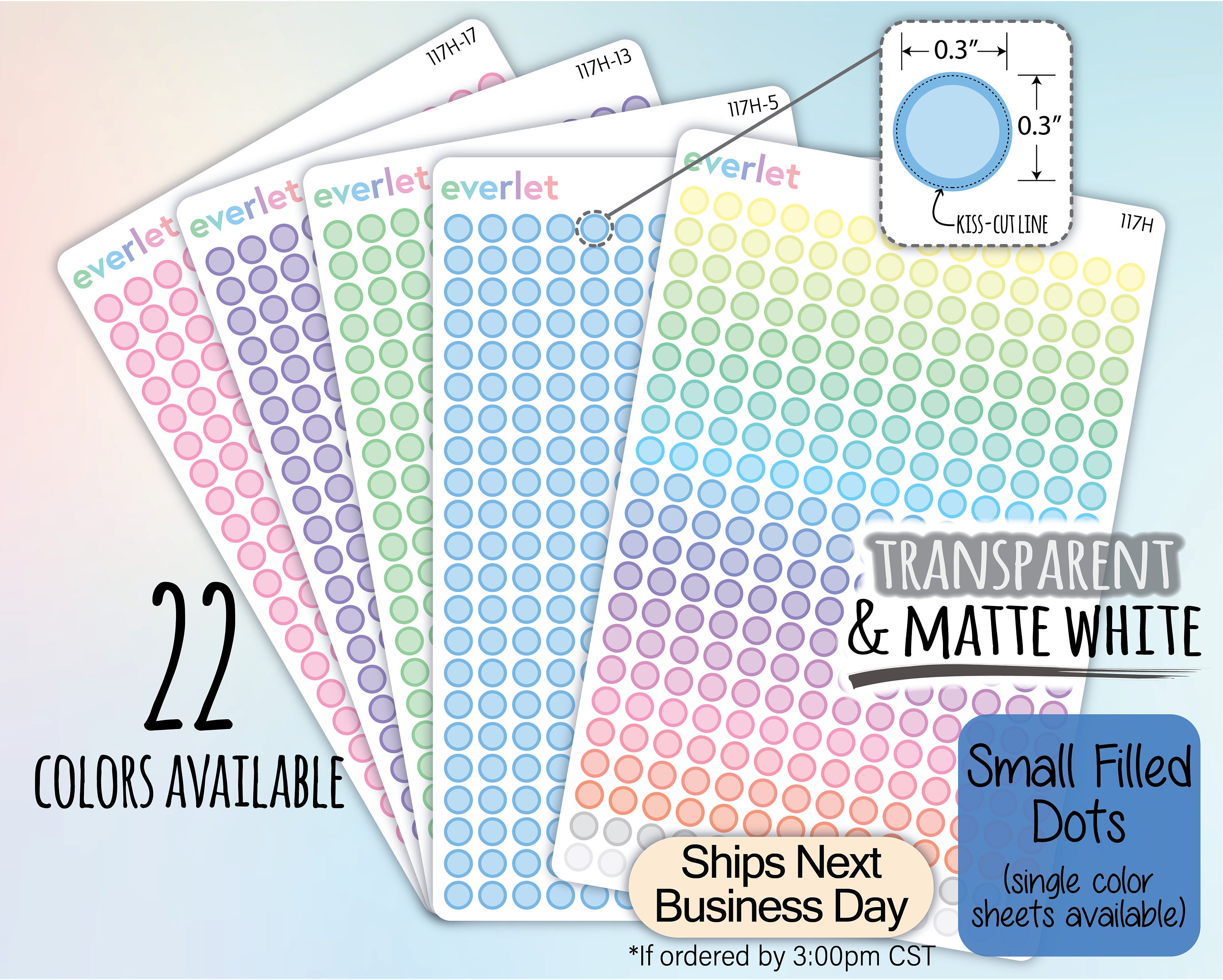Highlight Dots Sticker Small Filled Dots Planner Stickers, Highlighting Transparent and Matte ...