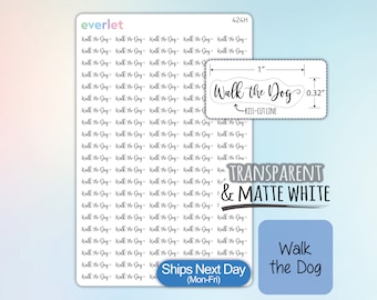 Walk The Dog Planner Stickers, Highlighting Transparent and Matte White Vinyl 424