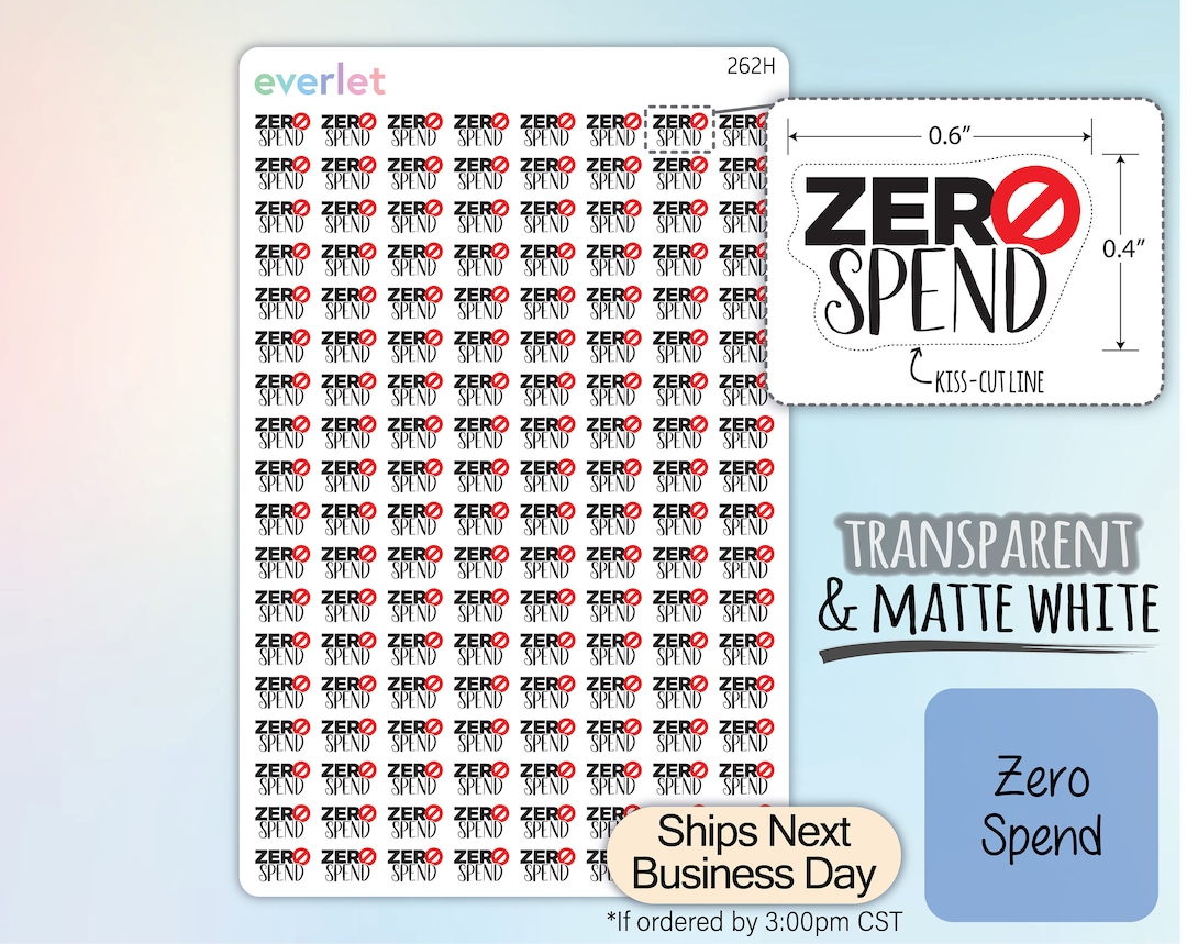 Zero Reporting Sticker Zero Spend Planner Stickers, Highlighting Transparent and Matte White ...