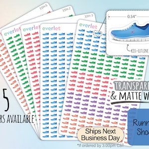 Running Shoes Planner Stickers, Highlighting Transparent and Matte White Vinyl, 331