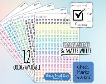 MINI Check marks Planner Stickers, Highlighting Transparent and Matte White Vinyl 408
