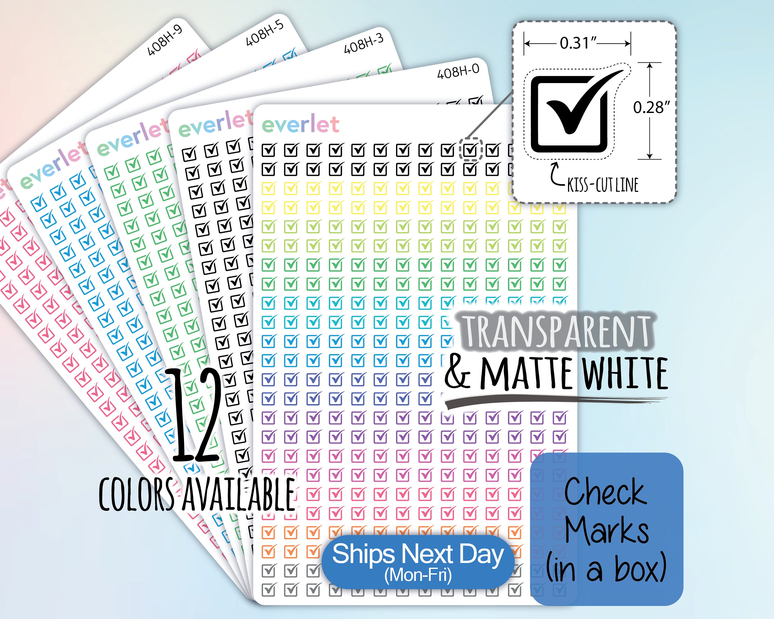MINI Check Marks Planner Stickers, Highlighting Transparent and Matte ...