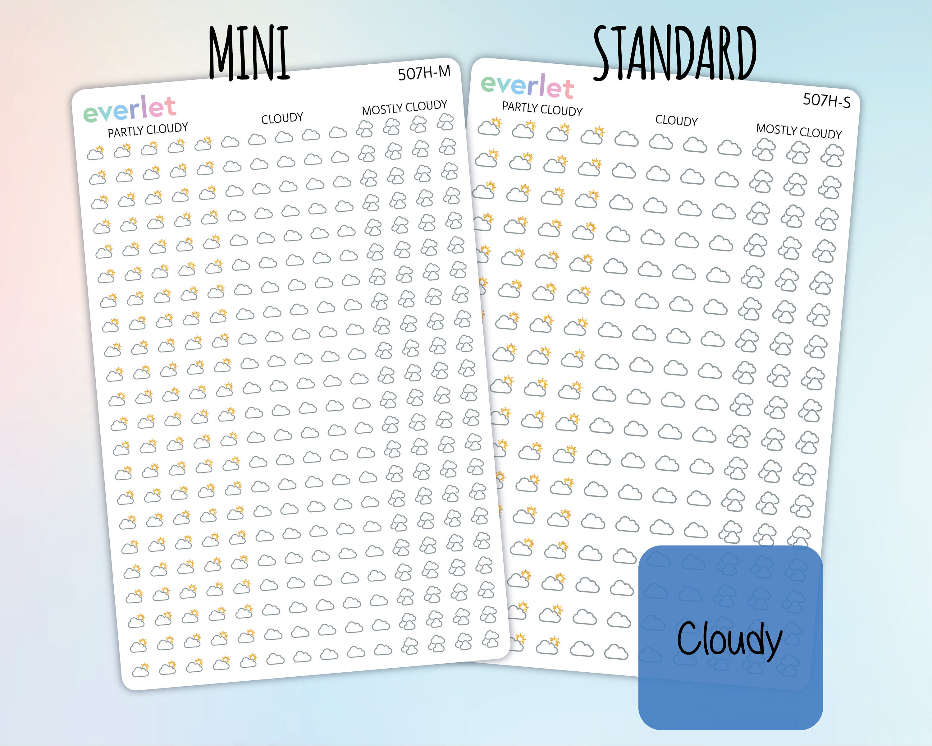 Square Temperature Sticker MINI SQUARE Weather Planner Stickers, Highlighting Transparent and ...
