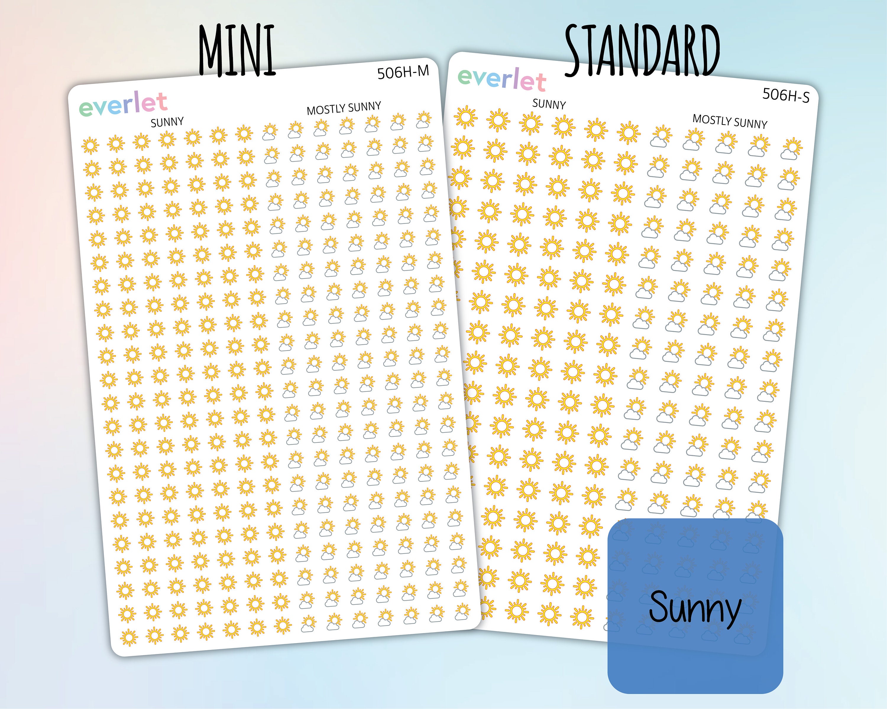 Square Temperature Sticker MINI SQUARE Weather Planner Stickers, Highlighting Transparent and ...