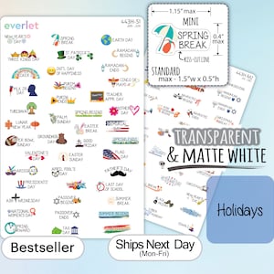HOLIDAY Planner Stickers - Standard + Mini Size, Planner Holiday Stickers 443