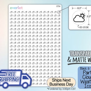 Mini Weather Planner Stickers, Black and White, Highlighting Transparent and Matte White Vinyl, 175-184