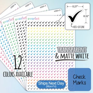 MINI Check marks Planner Stickers, Highlighting Transparent and Matte White Vinyl 406