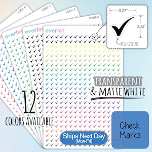 MINI Check marks Planner Stickers, Highlighting Transparent and Matte White Vinyl 406