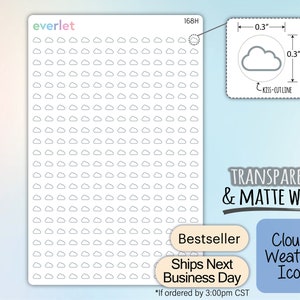Mini Weather Planner Stickers, Highlighting Transparent and Matte White Vinyl, 165-174