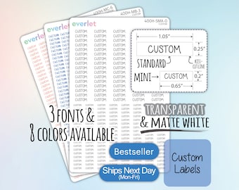 Custom Planner Stickers, Custom Labels, Transparent and Matte White Vinyl 400