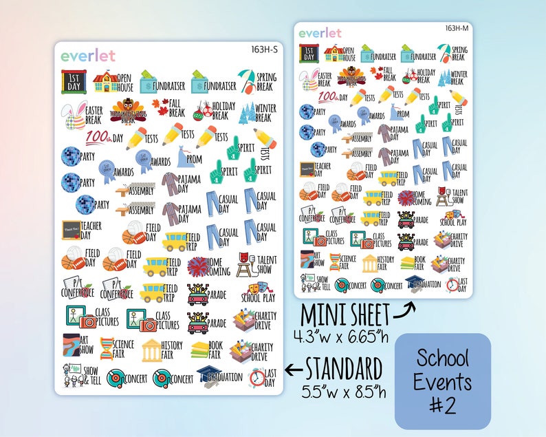 School Events Planner Stickers, Highlighting Transparent and Matte ...