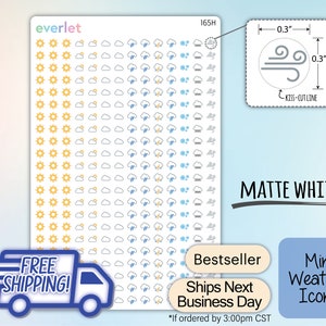 Mini Weather Planner Stickers, Highlighting Matte White Vinyl, 165H