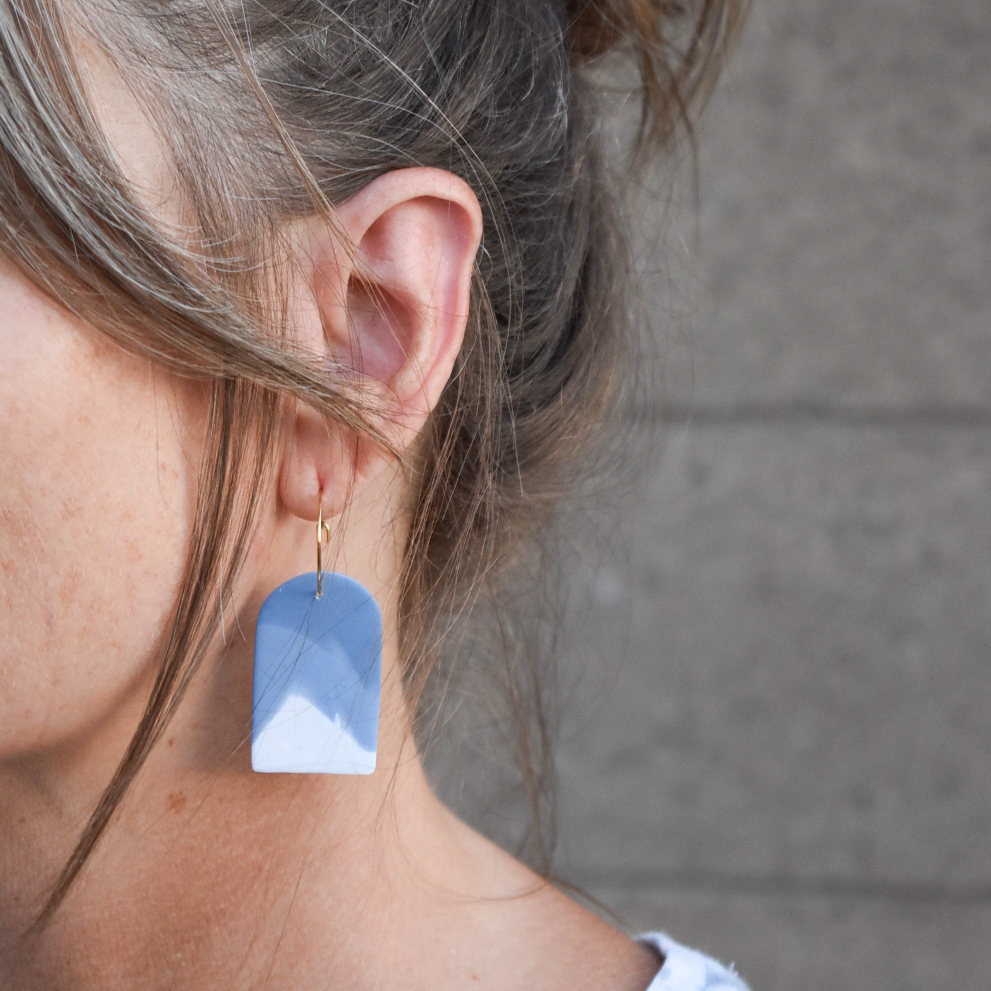 Window Arch Earrings Blue Marble Earrings Marbled Clay Etsy UK