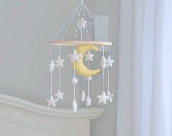 Baby mobile/ Star Moon Mobile/Baby Felt Star Mobile/ Nursery star Mobile/ Handmade mobile/ Baby Felt mobile / Crib mobile/ crib decoration/