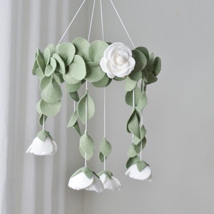 Baby Mobile/Eucalyptus Mobile/ Felt Flower Mobile/ Nursery Decor/ Baby Nursery/ Floral Mobile/ Baby Gift/ Bedroom Decor