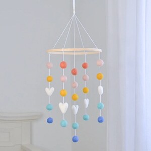 Baby girl mobile/ Baby Mobile/ Baby multicolored Mobile/ Handmade mobile/Pom Pom mobile/ Crib mobile/ crib decoration/ felt ball mobile