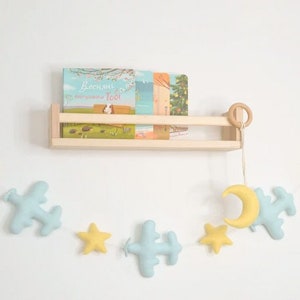 Felt Airplane Garland /Boy Nursery Garland/Plane Garland /Kids Room Decor /Nursery Decor /Blue Yellow Colours/Party Decor/Star Felt Garland
