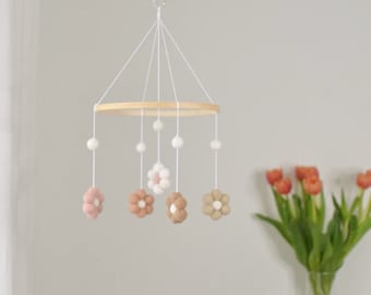 Daisy Nursery Mobile/Flower Baby Mobile/Daisy Mobile For Nursery/Floral Nursery Theme/Baby Girl Nursery Mobile/Felt Flower Mobile
